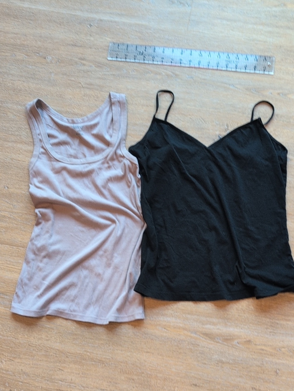 Felina Tan Ribbed Tank And Old Navy Black Spaghetti-Strap Cami Tank Top Bundle